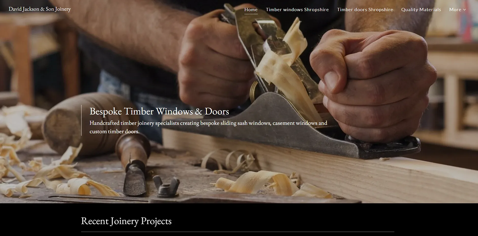 The David Jackson & Son homepage before the rebuild.