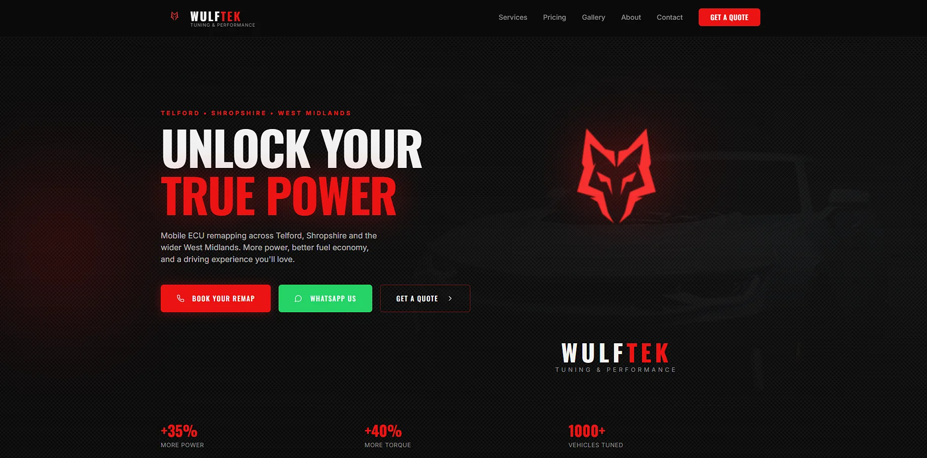 The WulfTek Tuning homepage before the rebuild.